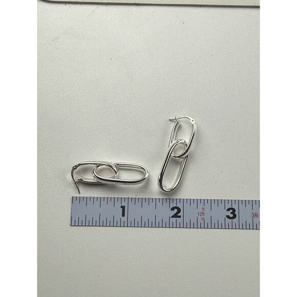 Milor Ultrafine 950 Purer Than Sterling Silver Pierced Earrings Double Oval Box - Picture 2 of 13